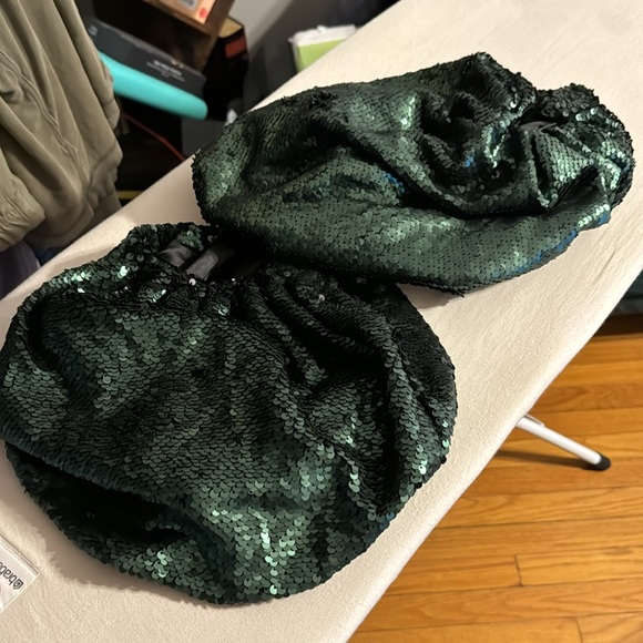 ✨ NWOT Anthropologie Emerald Sequin Sleeves - Picture 6 of 8